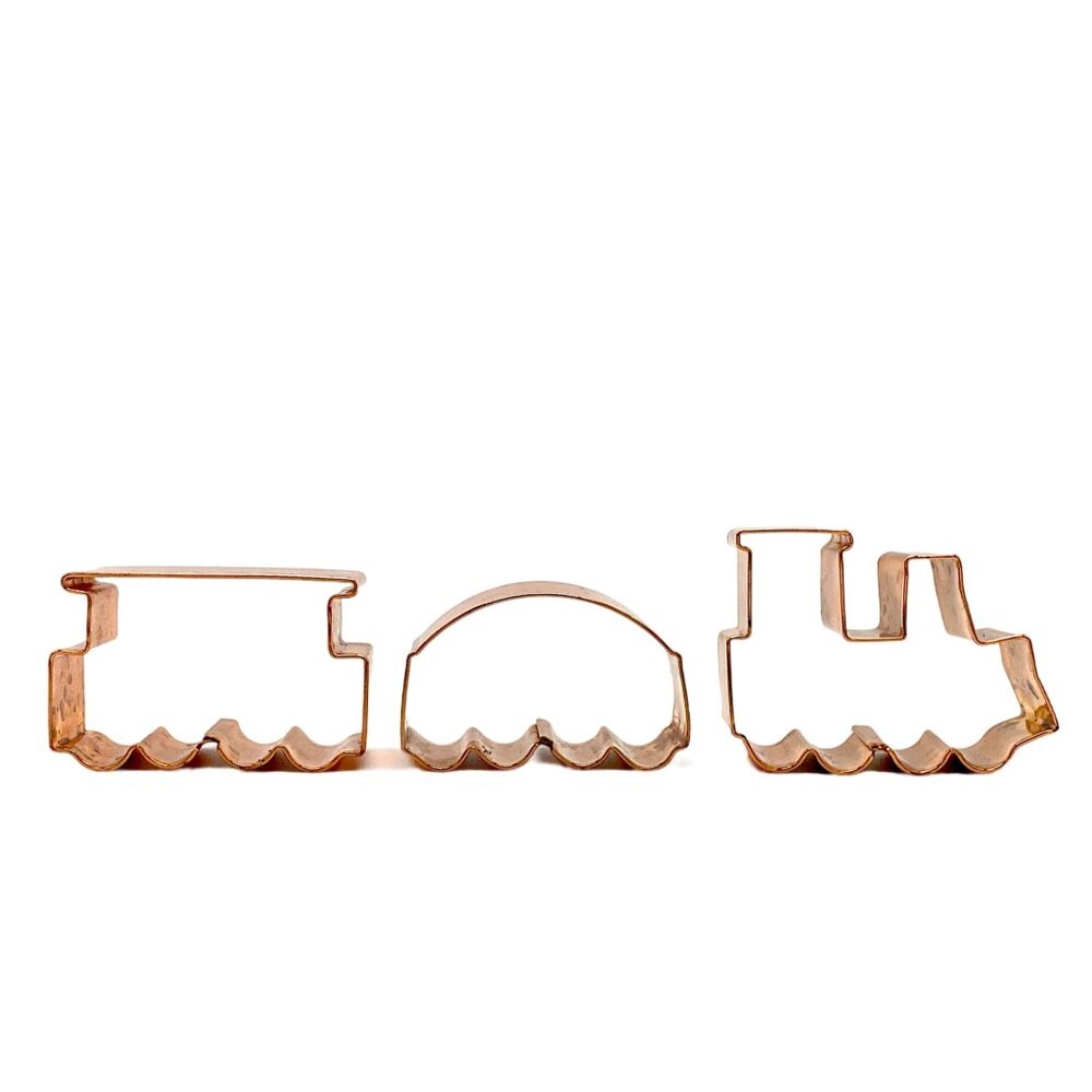 Copper 2.5" Train Shaped Cookie Cutter 3-Piece Set Engine Car Caboose Christmas